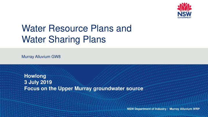 water resource plans and water sharing plans