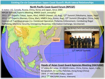 Existing Civ-civ Cooperation: Japan Coast Guards Multi -lateral Relationships  North Pacific