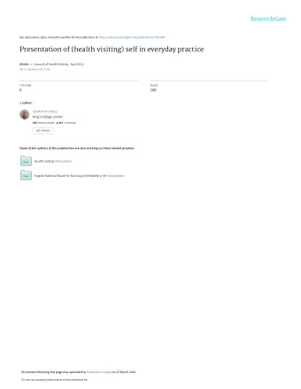Presentation of (health visiting) self in everyday practice Article in Journal of Health Visiting
