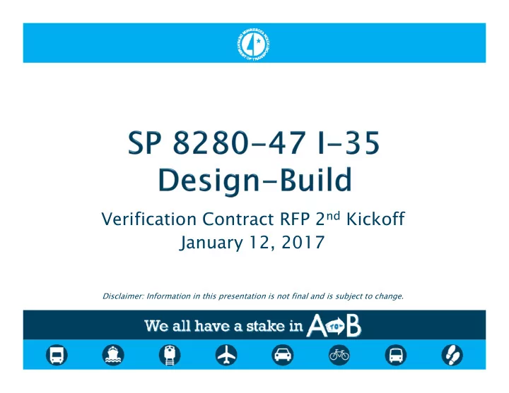 verification contract rfp 2 nd kickoff january 12 2017