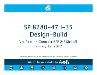 Verification Contract RFP 2 nd Kickoff  January 12, 2017  Disclaimer: Information in this