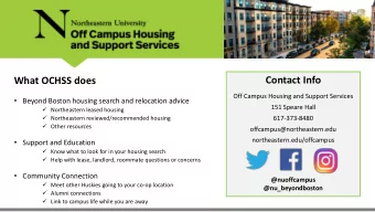 Contact Info  What OCHSS does  Off Campus Housing and Support Services  Beyond Boston housing