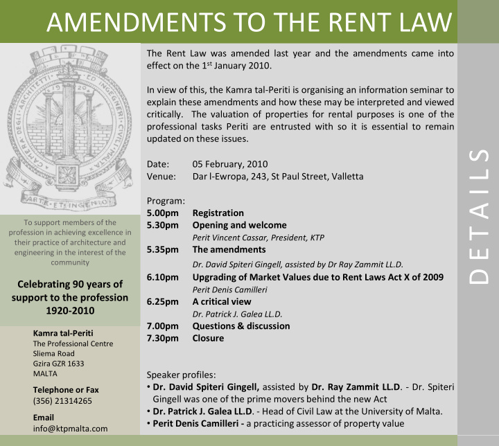 amendments to the rent law