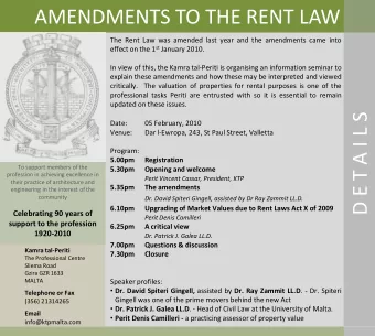 AMENDMENTS TO THE RENT LAW  The Rent Law was amended last year and the amendments came into effect