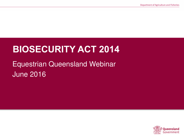 biosecurity act 2014