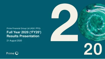 Results Presentation  21 August 2020  Important Notice &amp; Disclaimer This investor presentation