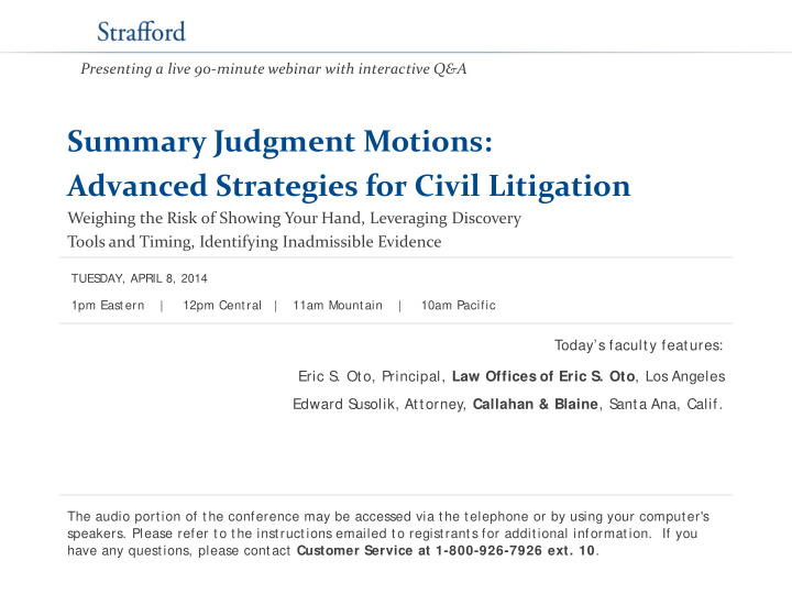 summary judgment motions advanced strategies for civil