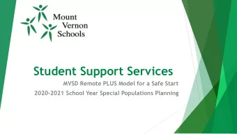 Student Support Services  MVSD Remote PLUS Model for a Safe Start  2020-2021 School Year Special