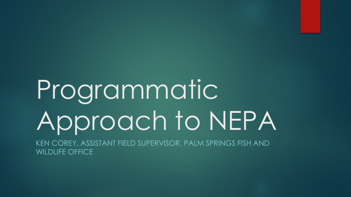 programmatic approach to nepa