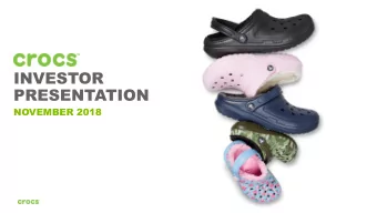 INVESTOR  PRESENTATION  NOVEMBER 2018  FORWARD-LOOKING STATEMENT  Some information provided in this