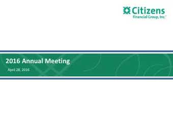 2016 Annual Meeting  April 28, 2016  Making financial progress while making a difference  Good