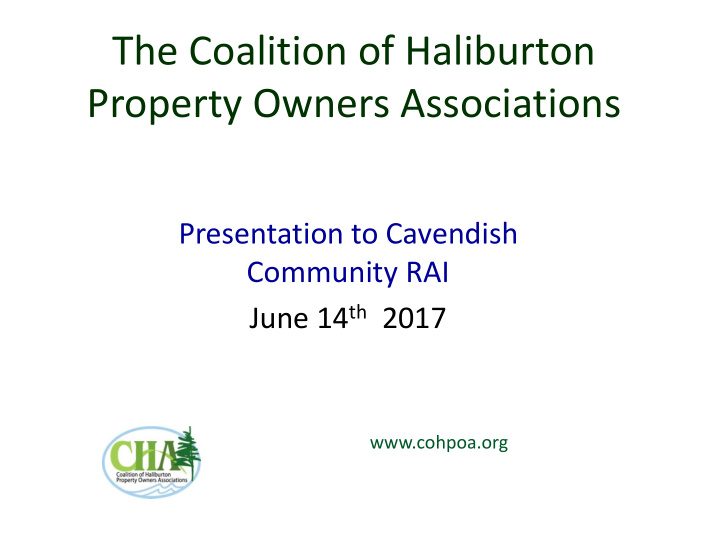 the coalition of haliburton property owners associations