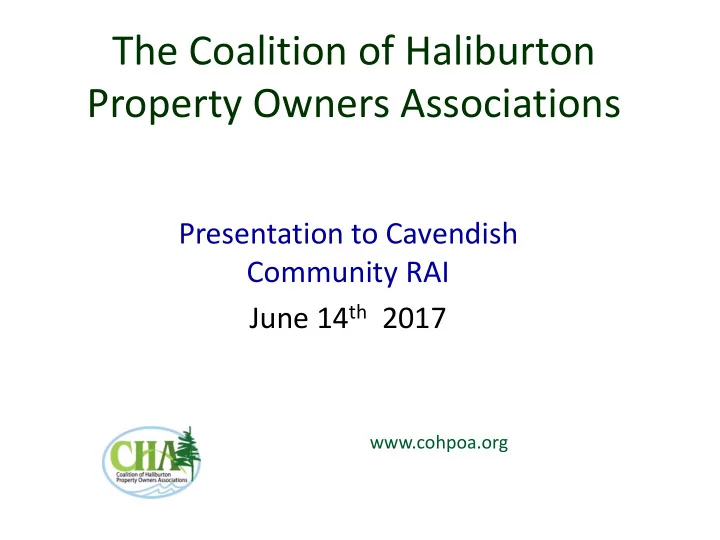the coalition of haliburton property owners associations