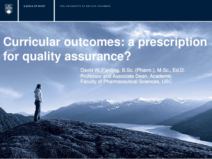 curricular outcomes a prescription for quality assurance