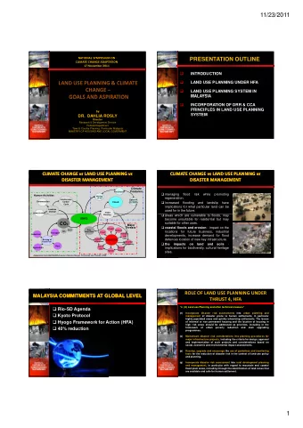 11/23/2011 NATIONAL SYMPOSIUM ON  PRESENTATION OUTLINE CLIMATE CHANGE ADAPTATION 17 November 2011