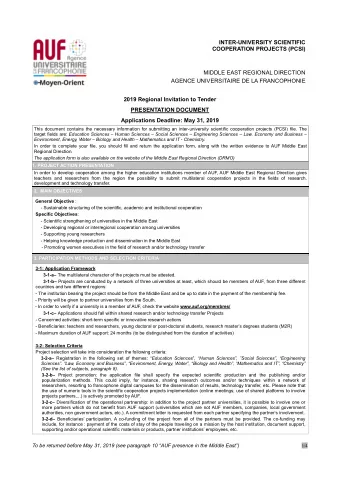 The application form is also available on the website of the Middle East Regional Direction (DRMO)