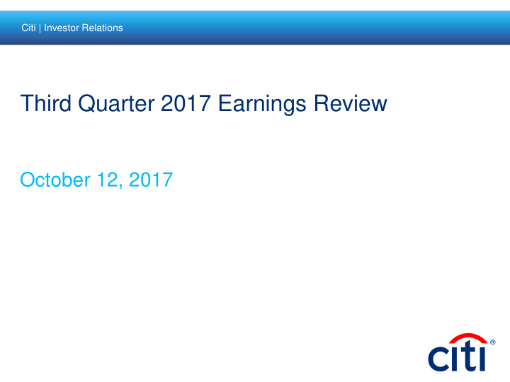 third quarter 2017 earnings review