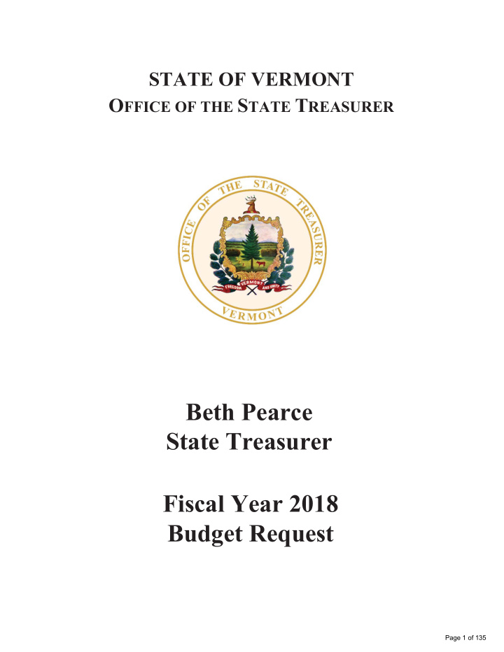 beth pearce state treasurer fiscal year 201 8 budget