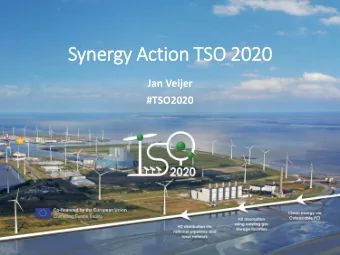 Synergy Action TSO 2020  Jan Veijer  #TSO2020  TOWARDS SYNERGISED INFRASTRUCTURES  IN THE EU WITH