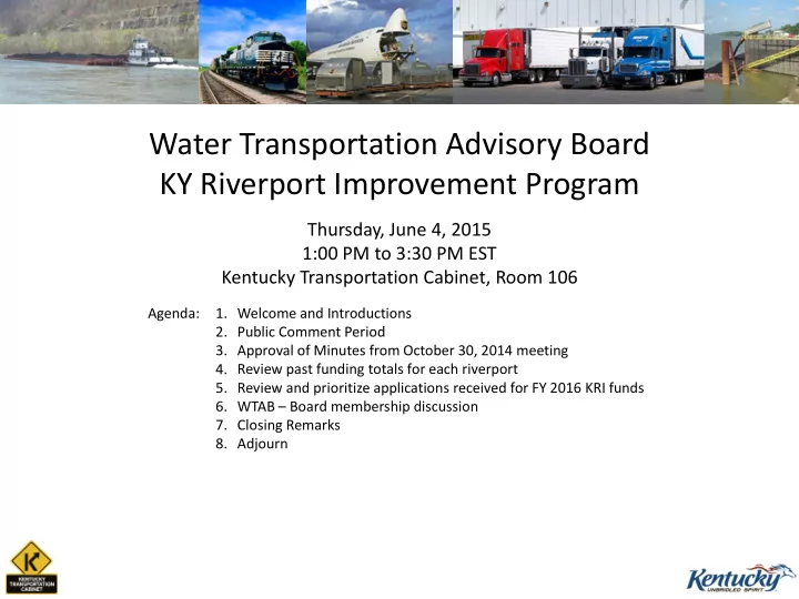 water transportation advisory board ky riverport
