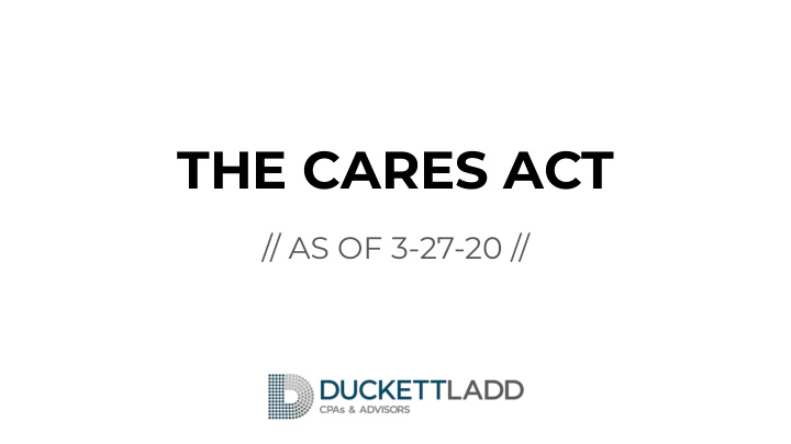 the cares act