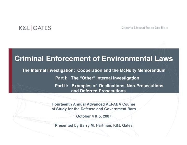 criminal enforcement of environmental laws
