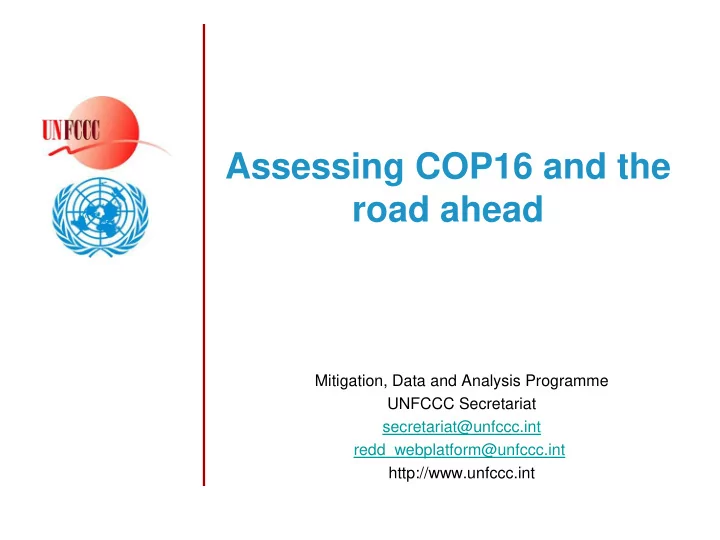 road ahead mitigation data and analysis programme unfccc