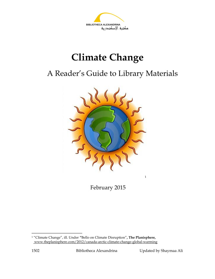 climate change a reader s guide to library materials