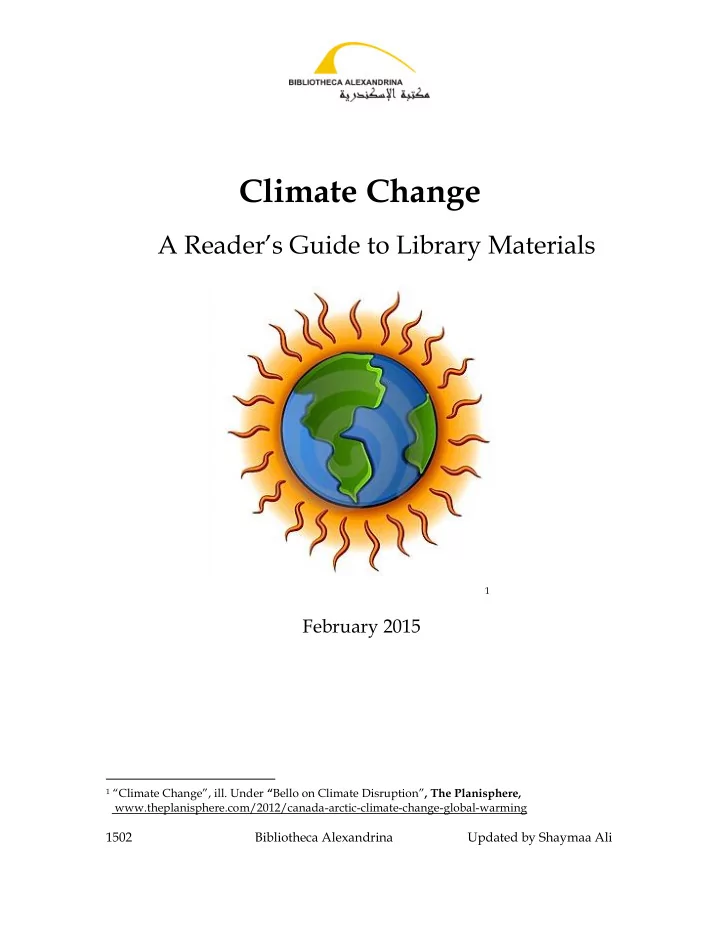 climate change a reader s guide to library materials