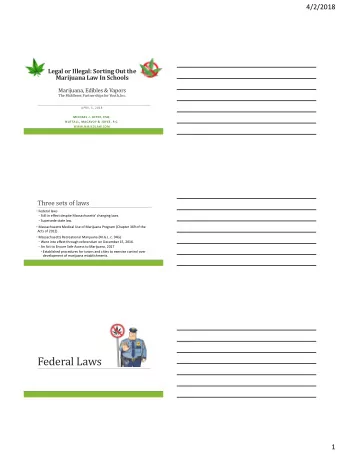 Federal Laws  1  4/2/2018  Controlled Substances Act (CSA) 21 U.S.C.  801 et seq.  Marijuana