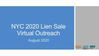 NYC 2020 Lien Sale  Virtual Outreach  August 2020  1  Lien Sale Overview v What is a lien Sale v