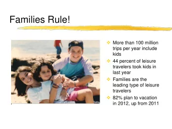 Families Rule!  More than 100 million  trips per year include  kids  44 percent of leisure