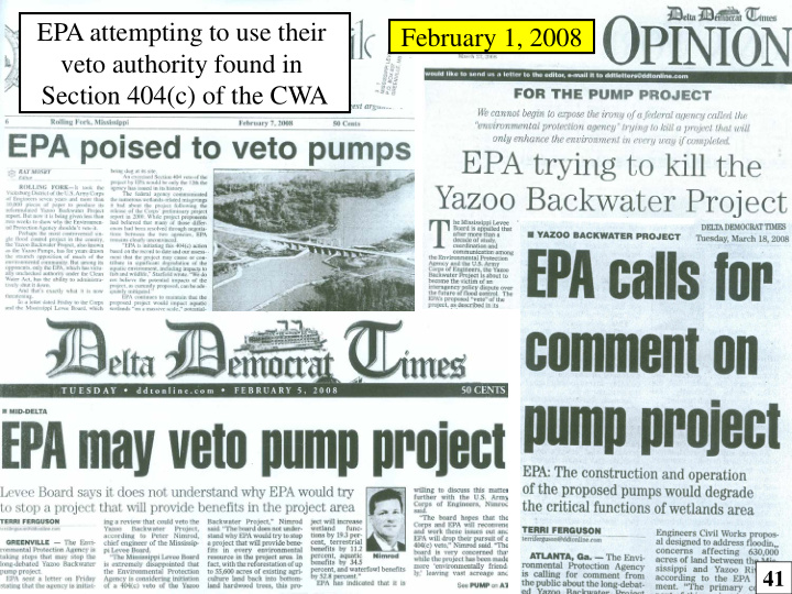 epa attempting to use their february 1 2008 veto