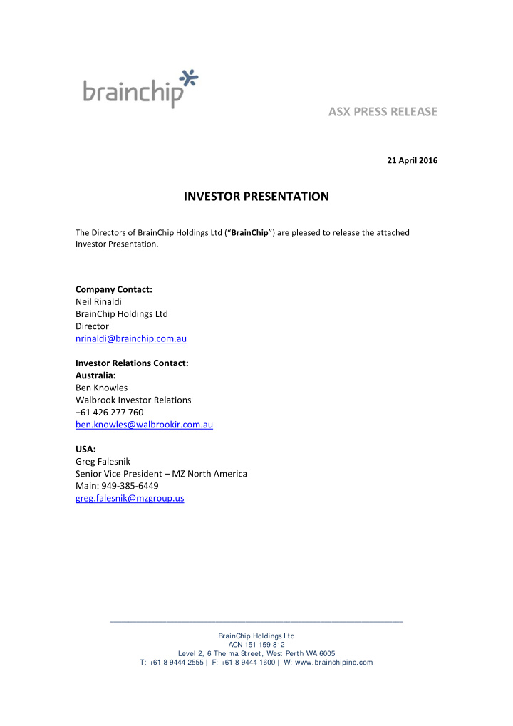 asx press release