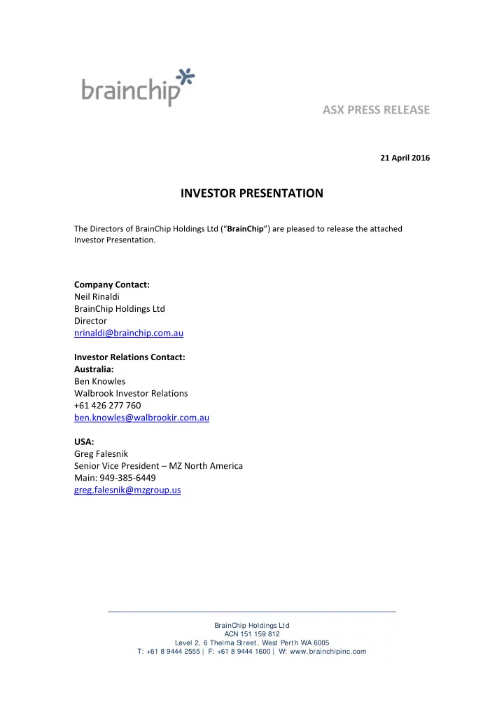 asx press release