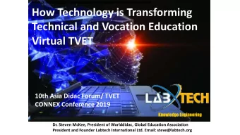 Virtual TVET  10th Asia Didac Forum/ TVET  CONNEX Conference 2019  Knowledge Engineering  Dr.
