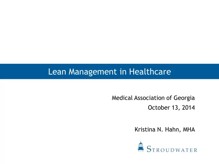 lean management in healthcare