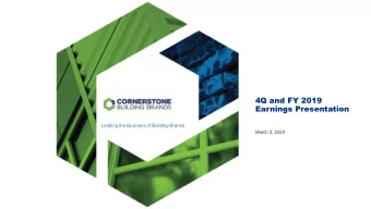 4Q and FY 2019  Earnings Presentation  Leading the Business of Building Brands  March 3, 2020