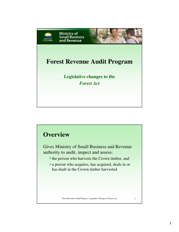 forest revenue audit program