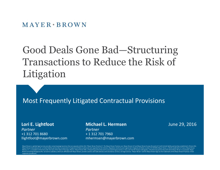 good deals gone bad structuring transactions to reduce