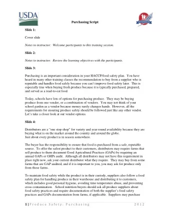 Purchasing Script  Slide 1:  Cover slide  Notes to instructor:  Welcome participants to this