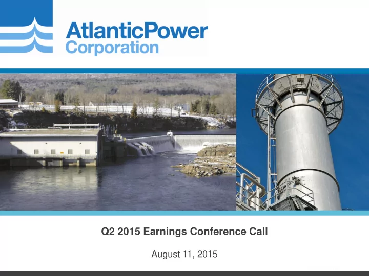 q2 2015 earnings conference call
