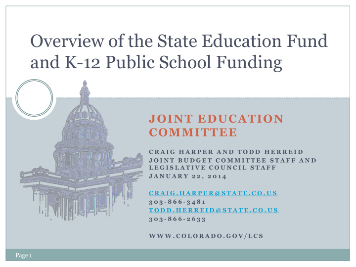 overview of the state education fund and k 12 public