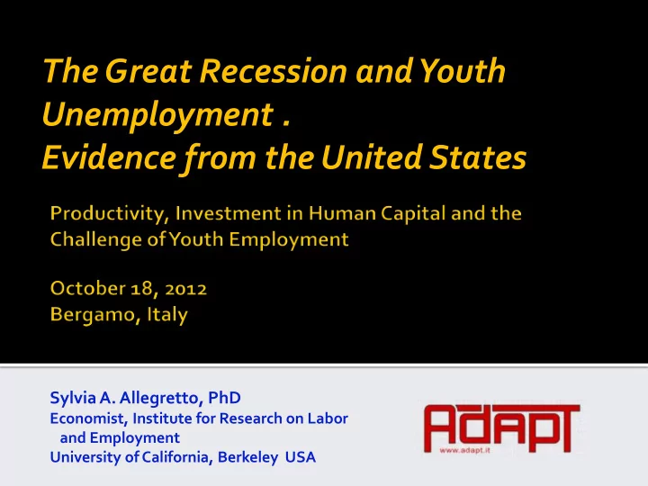the great recession and youth unemployment evidence from