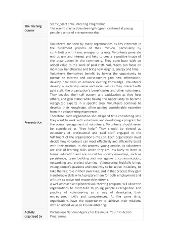 StartV_Start a Volunteering Programme  The Train  inin  ing  The way to start a Volunteering