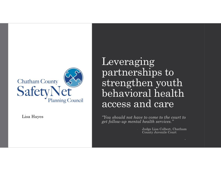 leveraging partnerships to strengthen youth behavioral