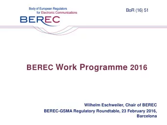 WP structure follows  BEREC Strategy 2015-  2017  Promoting  Empowering  Promoting  Competition