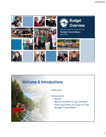 Budget  Overview  North Bethany County Service District for Roads  Budget Committees  May 14, 2019