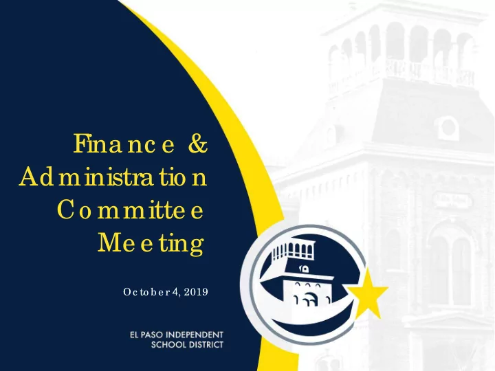 f ina nc e administra tio n co mmitte e me e ting