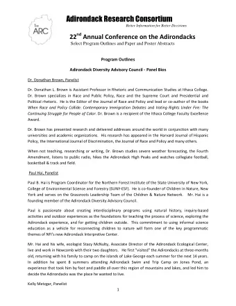 Adirondack Research Consortium  Better Information for Better Decisions 22 nd Annual Conference on